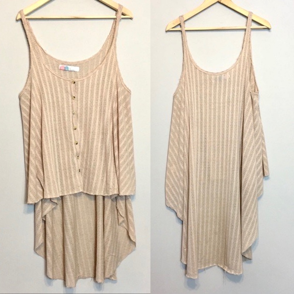 Free People Beach High Low Ribbed Tank Coverup Tunic